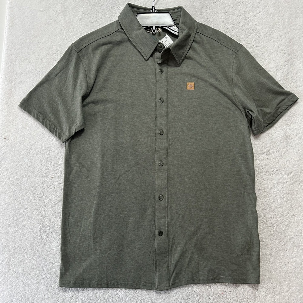 Ten Tree Mens Size S Green Hawthorn Short Sleeve Button Up Shirt